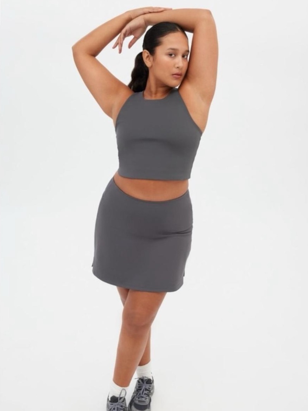 Girlfriend Collective Sport Skort Slate Gray Compressive Athletic Tennis Skirt S